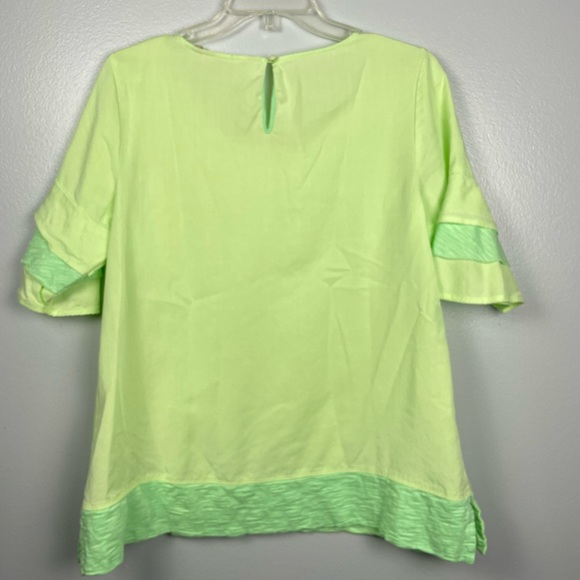 Soft Surroundings Bright Green Ruffle Sleeve Top Size Medium - Picture 2 of 8